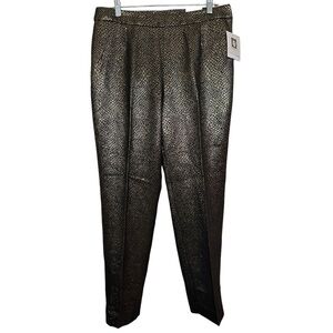 Anne Klein Metallic Snakeskin Gold & Black Ankle Length Cigarette Trouser Pants